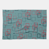 Rood en Blauwgroen kwadraat Delight Theedoek (Horizontaal)