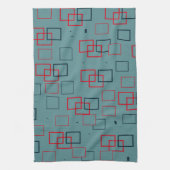 Rood en Blauwgroen kwadraat Delight Theedoek (Verticaal)