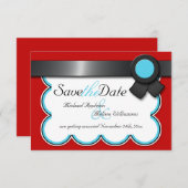 Rood en Blauwgroen, zwart lint sparen de Datum Kaart (Voorkant / Achterkant)