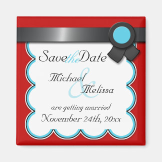 Rood en Blauwgroen, zwart lint sparen de Magnet va