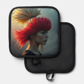 Rood en blond pannenlap (Voorkant / Achterkant)