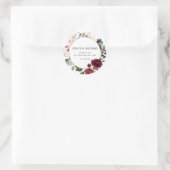 Rood en Blush Pink Floral Weddenschap Bedankt Ronde Sticker (Tas)