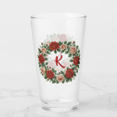 Rood en Blush Roos Krans Glas (Achterkant)