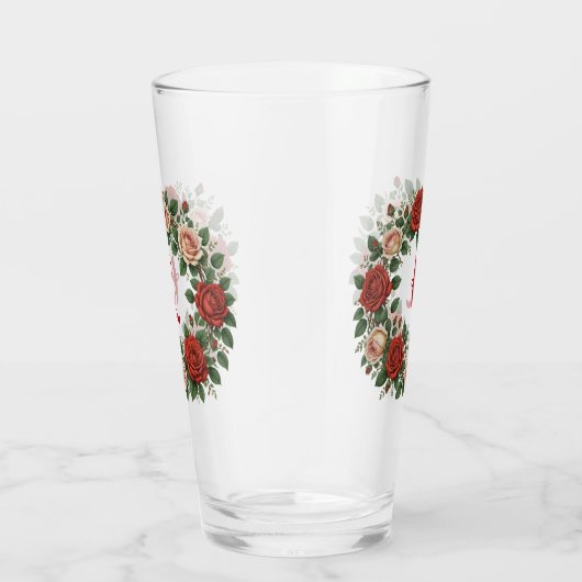 Rood en Blush Roos Krans Glas (Rechts)