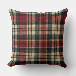 Rood en bosgroene flanel plaid  kussen