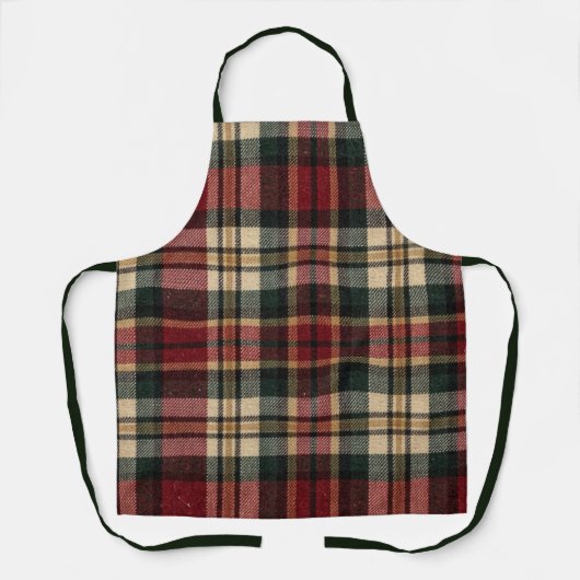 Rood en bosgroene flanel plaid schort (Voorkant)