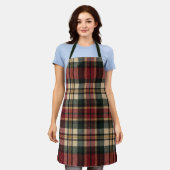 Rood en bosgroene flanel plaid schort (Gedragen)