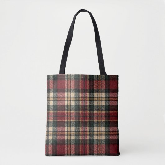 Rood en bosgroene flanel plaid  tote bag (Voorkant)