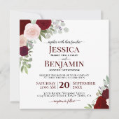 Rood- en Bourgogne Waterverf Rozen Kaart (Voorkant)