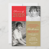 Rood en Brons Goud Classic 2 Foto Afstuderen Kaart (Voorkant)