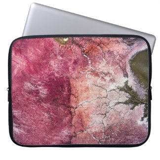 Rood en bruin abstract schilderij laptop sleeve