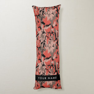 Rood en bruin camouflage personaliseer je naam lichaamskussen
