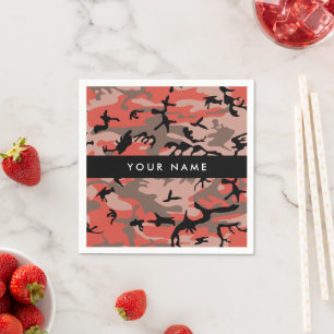 Rood en bruin camouflage Uw naam personaliseren Servet