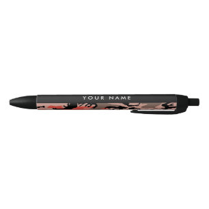 Rood en bruin camouflage Uw naam personaliseren Zwarte Inkt Pen