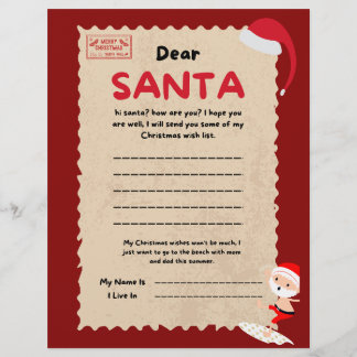 Rood en Bruin Leuke Kerstman Brief. Flyer