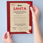 Rood en Bruin Leuke Kerstman Brief. Flyer (Hand)