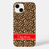 Rood en Bruin Luipaard Print Monogram Case-Mate iPhone Case (Achterkant)
