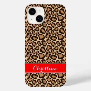 Rood en Bruin Luipaard Print Monogram Case-Mate iPhone Case