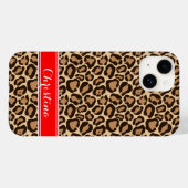 Rood en Bruin Luipaard Print Monogram Case-Mate iPhone Case (Achterkant (horizontaal))