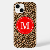 Rood en Bruin Luipaard Print Monogram Case-Mate iPhone Case (Achterkant)