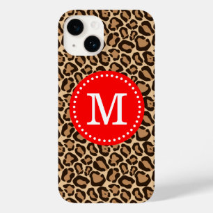 Rood en Bruin Luipaard Print Monogram Case-Mate iPhone Case
