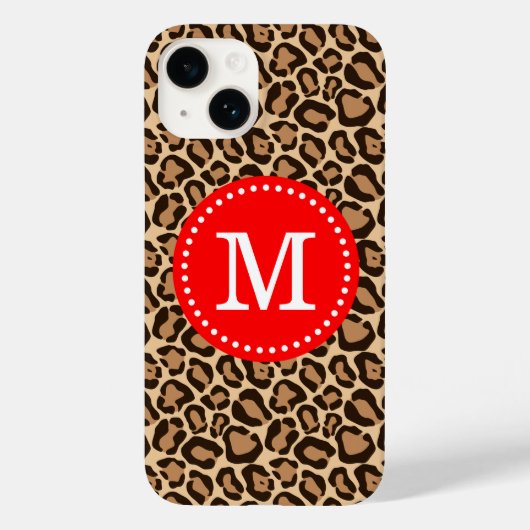 Rood en Bruin Luipaard Print Monogram Case-Mate iPhone Case (Achterkant)
