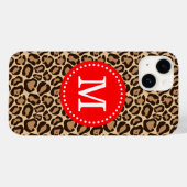 Rood en Bruin Luipaard Print Monogram Case-Mate iPhone Case (Achterkant (horizontaal))