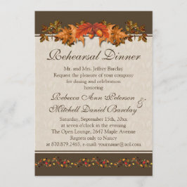 Rood en bruin Nachtelijk blad Rehearsal Dinner Kaart