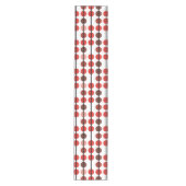 Rood en Bruin Polka Dot Stripe Patroon Medium Tafelloper (Voorkant)
