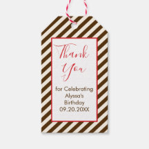 Rood en Bruin Streep Dank u Cadeau Labels