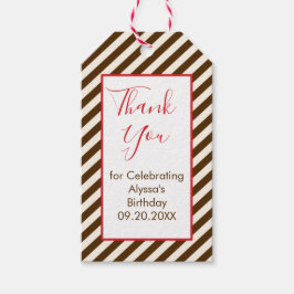 Rood en Bruin Streep Dank u Cadeau Labels Cadeaulabel