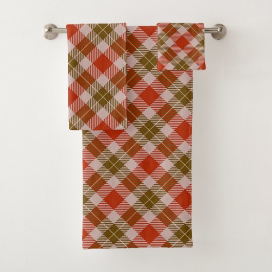 Rood en bruin Tartan Bad Handdoek (Insitu)