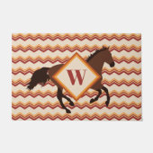 Rood en bruine Chevron Autumn Horse Deurmat (Voorkant)