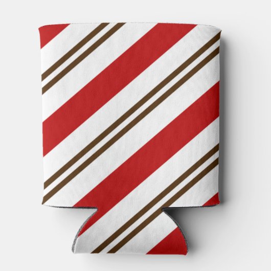 Rood- en chocoladebruine snoepriet blikjeskoeler (Achterkant)