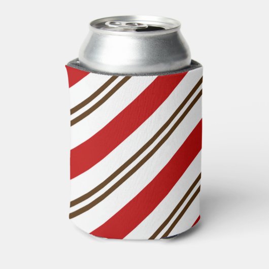 Rood- en chocoladebruine snoepriet blikjeskoeler (Blikje Achterkant)