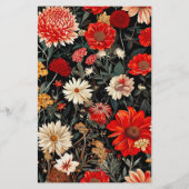 Rood en Crème Bloemen 5.5x8.5 Verticale Stationery Briefpapier (Achterkant)