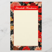Rood en Crème Bloemen 5.5x8.5 Verticale Stationery Briefpapier (Voorkant)