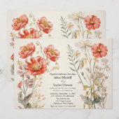 Rood en Crème Bloemen Kaart (Voorkant / Achterkant)