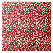 Rood en Crème Bloemen Tegeltje (Voorkant)