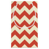 Rood en crème Chevron Zigzag Pattern Gift Bag Klein Cadeauzakje (Achterkant)