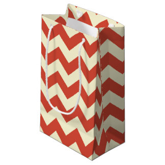 Rood en crème Chevron Zigzag Pattern Gift Bag Klein Cadeauzakje