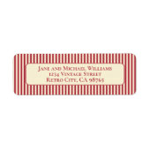 rood en crème eenvoudige streep kerst etiket (Voorkant)