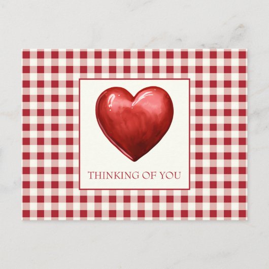 rood en crème gingham met hart briefkaart (Voorkant)