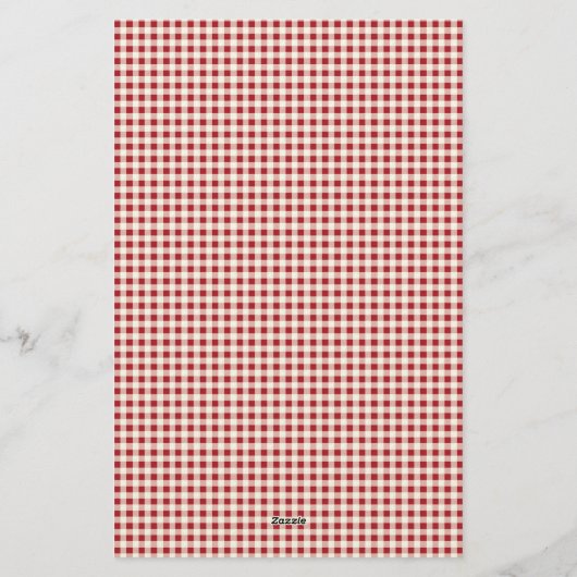 rood en crème gingham met hart briefpapier (Achterkant)