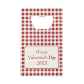 rood en crème gingham met hart creditkaart flessenopener (Achterkant)