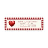 rood en crème gingham met hart etiket (Voorkant)