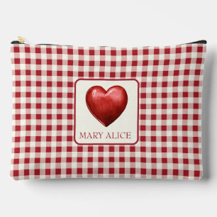  rood en crème gingham met hart etui