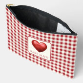 rood en crème gingham met hart etui (Open)