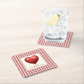 rood en crème gingham met hart kartonnen onderzetters (Insitu)