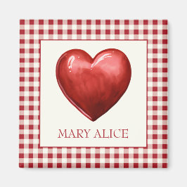 rood en crème gingham met hart magneet